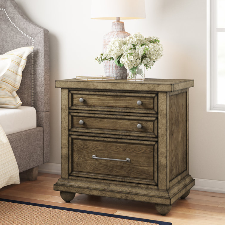 Birch Lane Mandel 2 Drawer Solid Wood Nightstand in Brown & Reviews